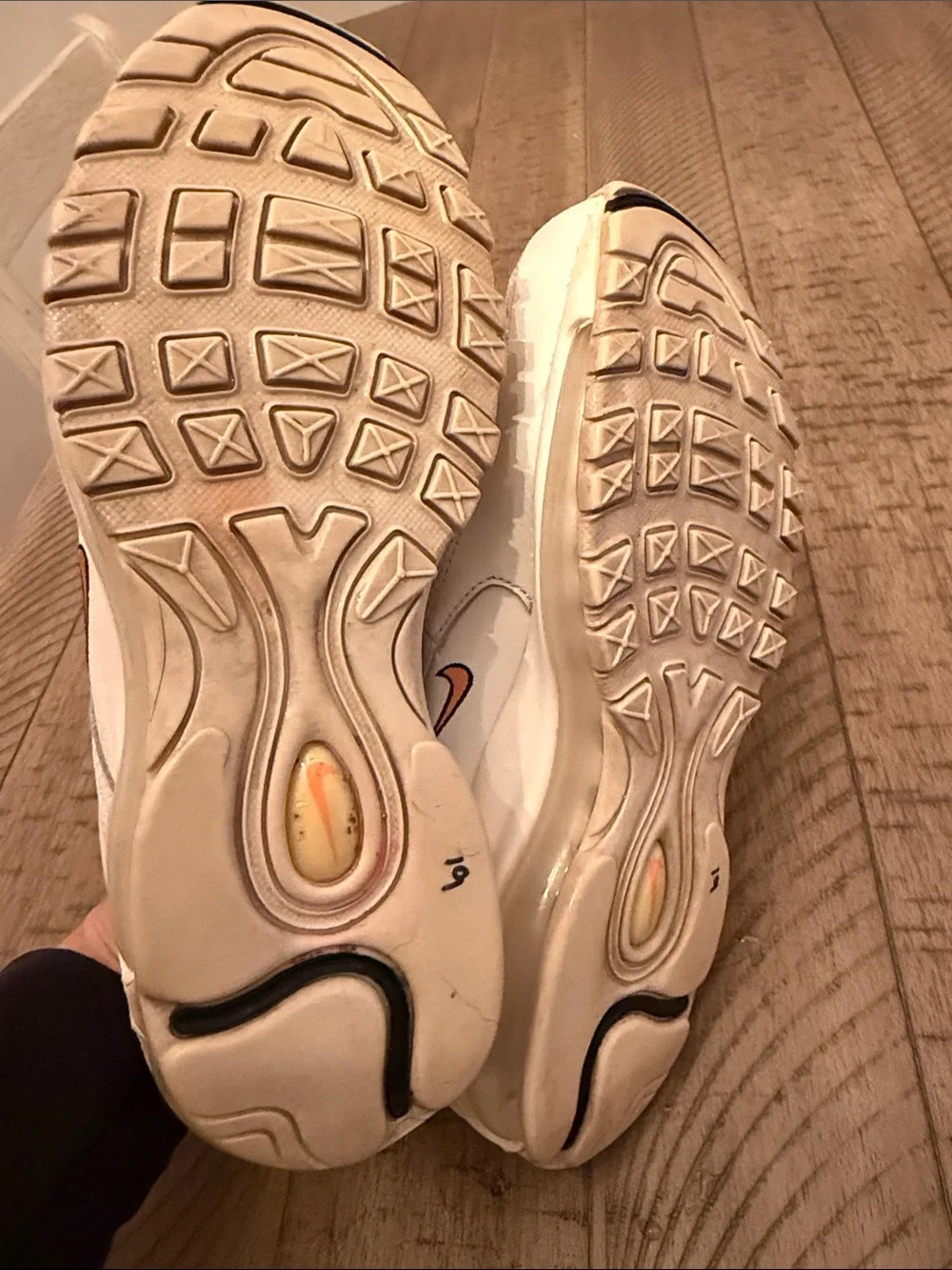 Nike Cream and Orange Air Max 97 Sneakers